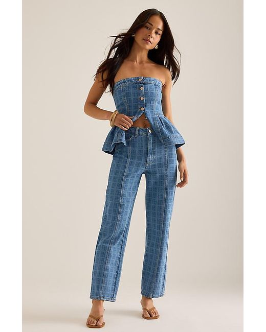 Damson Madder Blue Tovie Laser Check Mid-Rise Jeans