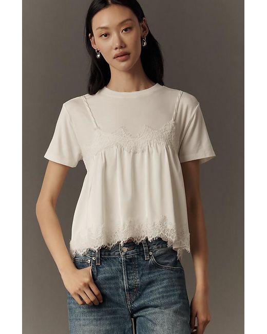By Anthropologie Brown Layered Twofer Tank T-Shirt