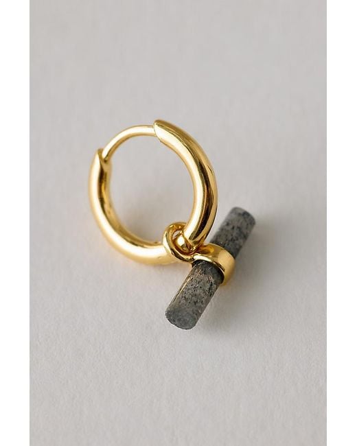 Rachel Jackson Metallic Aventurine Disco T-Bar Huggie Hoop Earrings