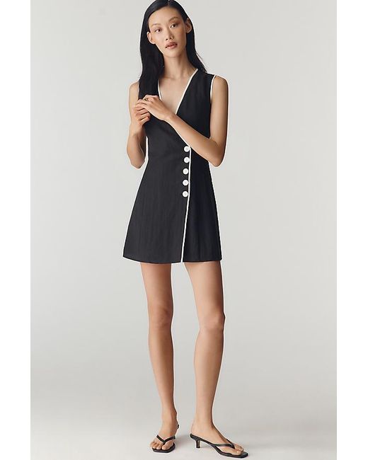 Mare Mare Blue Asymmetric Button Mini Dress