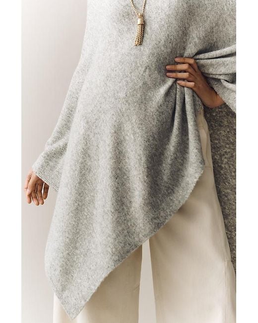 Flat White Brown Lightweight Knit Poncho