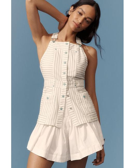 Maeve Blue Sleeveless Square-Neck Overall Top