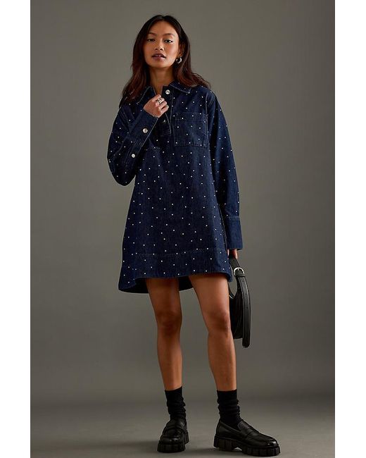 ALIGNE Blue Grace Diamante Denim Dress
