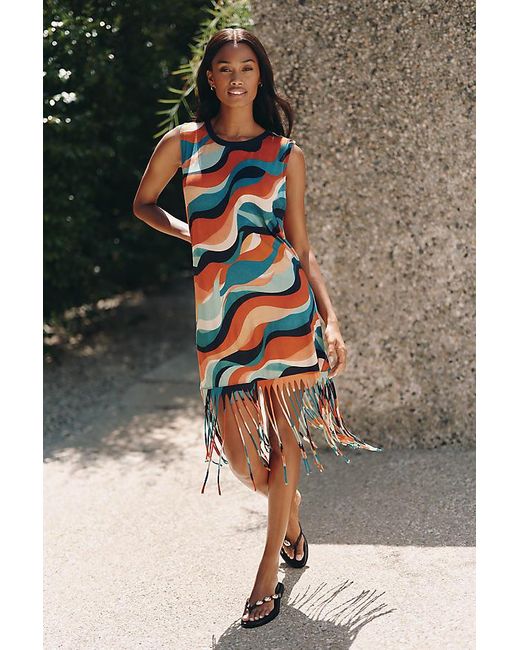 Celandine Multicolor Knit Fringe Mini Dress