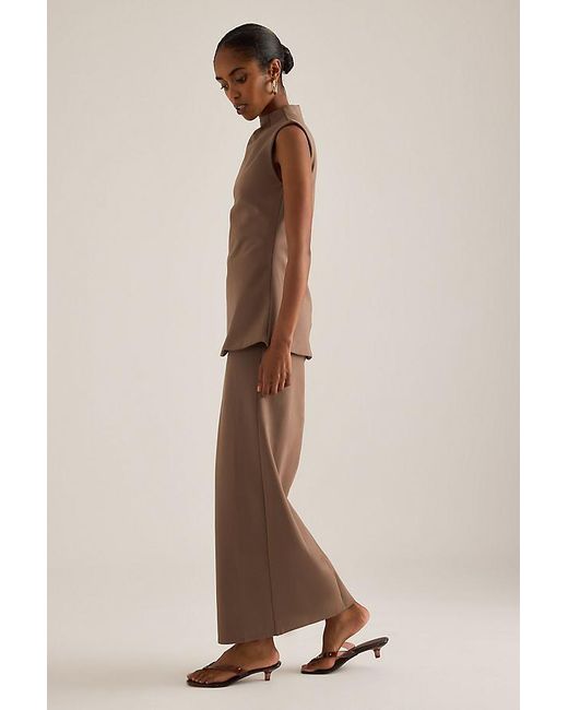 Odd Muse Brown High-Neck Sleeveless Top