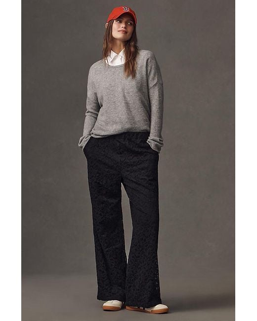 Maeve Gray The Brooklin Lace Pull-On Track Pants By