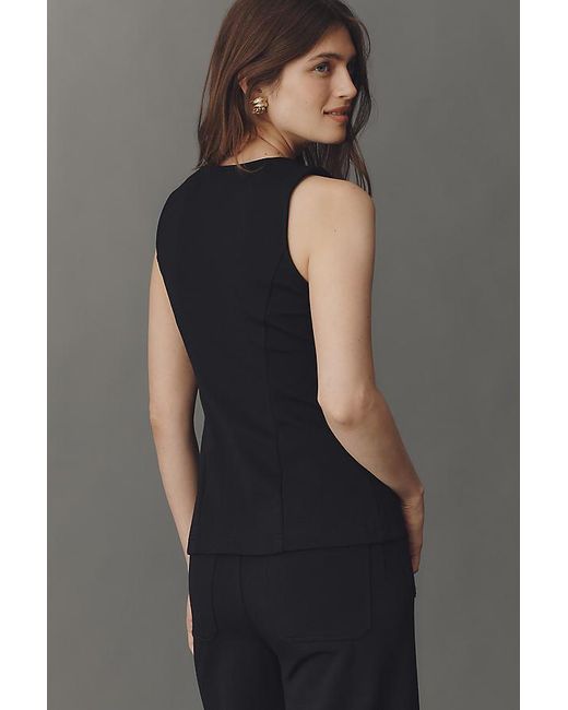 Maeve Black Button-Front Knitted Vest