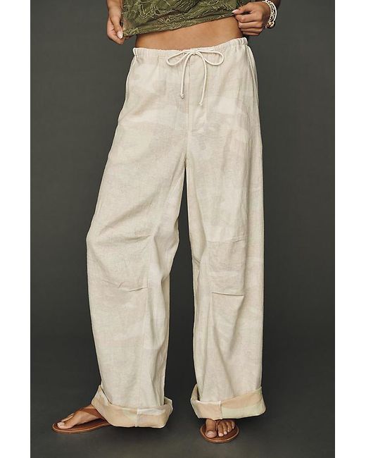 Pilcro Multicolor Hannah Linen-Blend Camo Wide-Leg Trousers