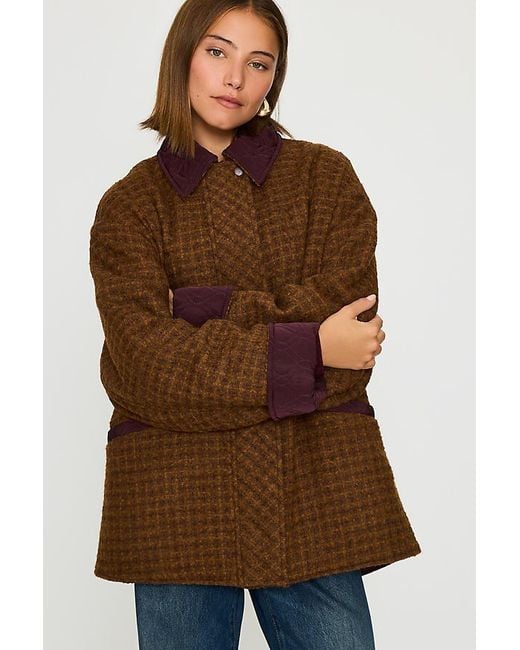 By Anthropologie Blue Reversible Quilted Boucle Jacket