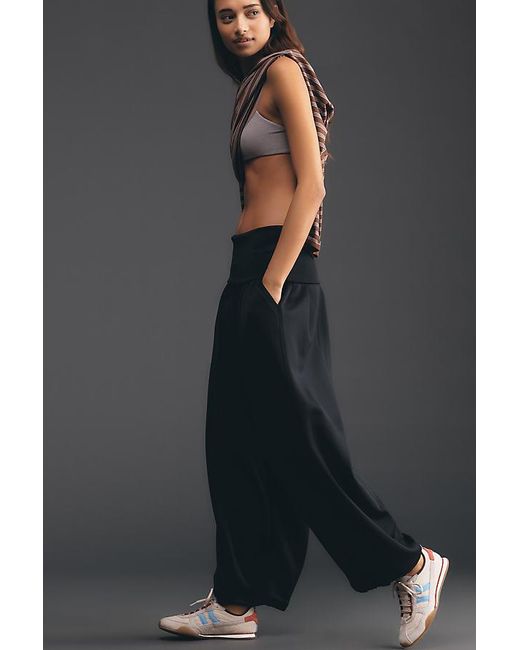 Daily Practice Black Foldover Balloon Trousers