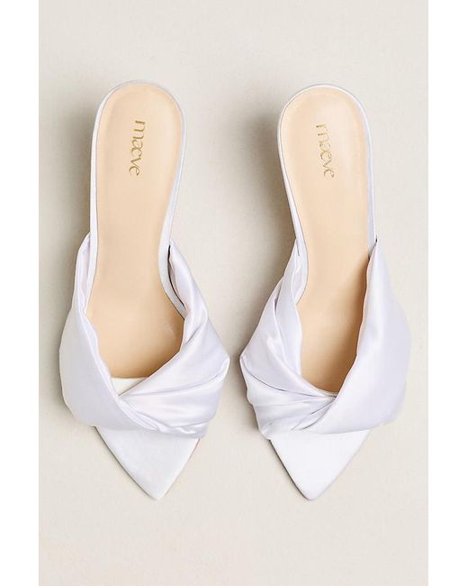Maeve Natural Satin Wrapped Mule Heels