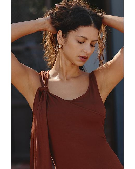 Celandine Brown Jersey Draped Mini Dress
