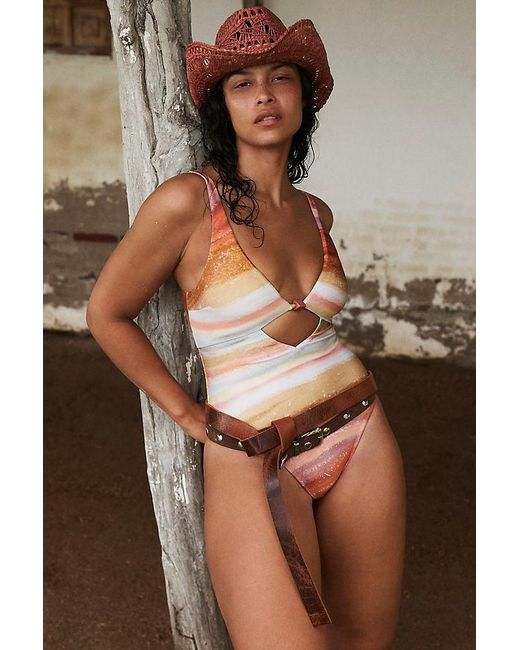 By Anthropologie Blue Studded Western Belt