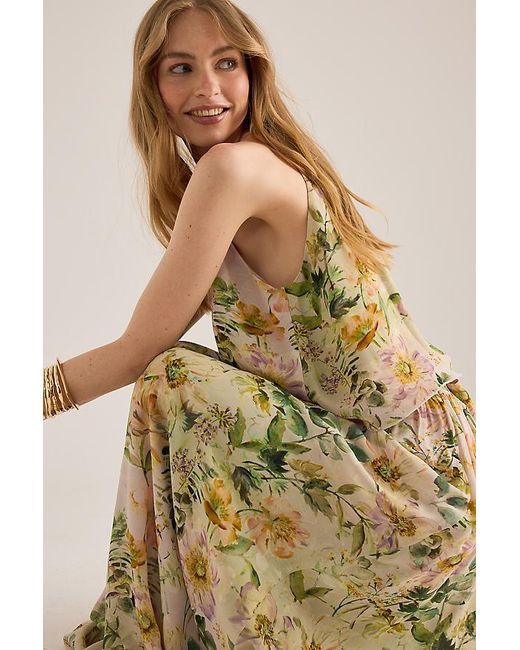 By Anthropologie Natural Fifi Floral Halter Swing Top