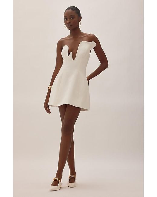 Bardot Natural Rosalyn Strapless Plunge Mini Dress