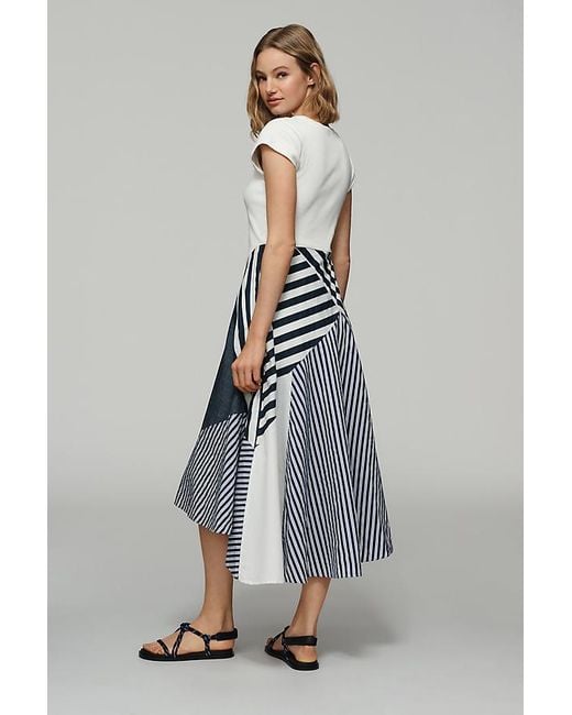 Maeve Multicolor Twofer Patchwork Midi Dress