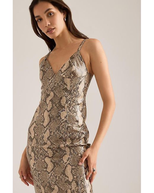 Bardot Natural Estine Faux-Snakeskin Midi Dress