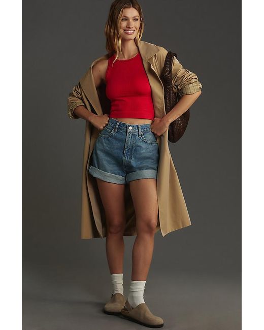 By Anthropologie Red The Reegan Seamless Ribbed Cropped Tank Top