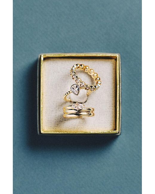 By Anthropologie Metallic Suspended Crystal Ring