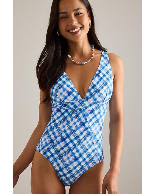 Sea Level Blue Somerset Plunge One-Piece Swimsuit