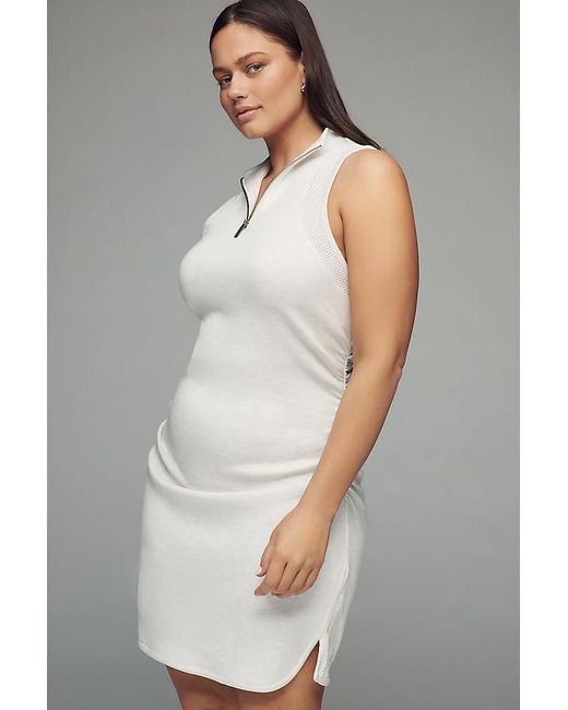 Daily Practice White Quarter-Zip Fitted Mini Dress