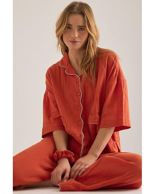 TBCo Red Cotton Long Pyjama Set