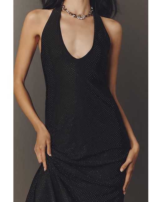 AFRM Gray Danika Halter Mesh Maxi Dress