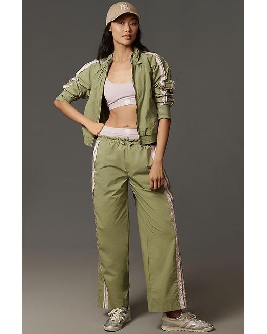 Daily Practice Green Lace Side-Stripe Track Pants