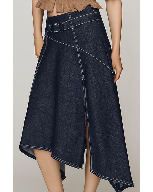 By Anthropologie Blue Asymmetric Denim Skirt