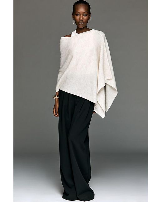 By Anthropologie Gray Knit Asymmetric Poncho