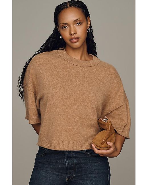 By Anthropologie Green The Goldie Crew-Neck Cashmere Jumper