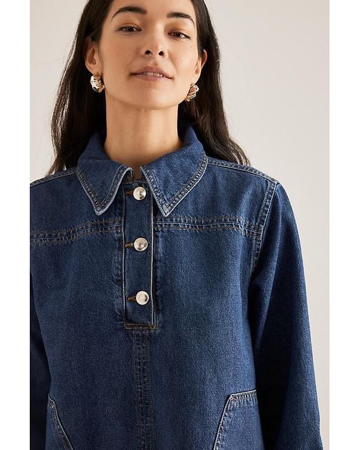 keri utility pocket denim dress Keri Denim Mini Dress
