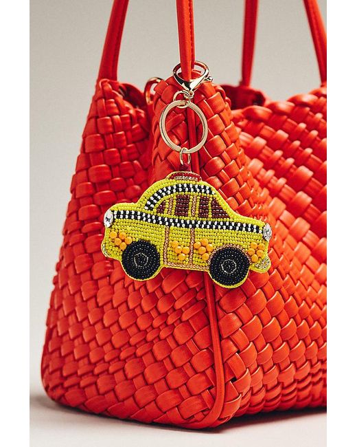 By Anthropologie Red City Collection Beaded Bag Charm