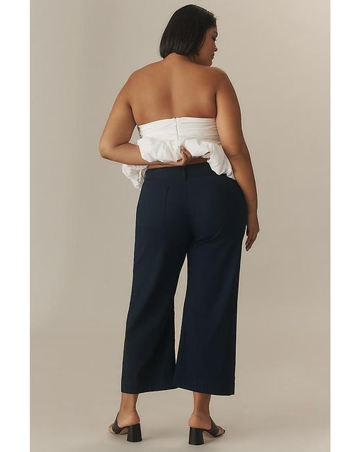 Maeve Blue The Colette Scallop-Pocket Crop Wide-Leg Trousers By