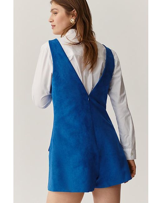 Mare Mare Blue Faux-Suede Sleeveless V-Neck Playsuit