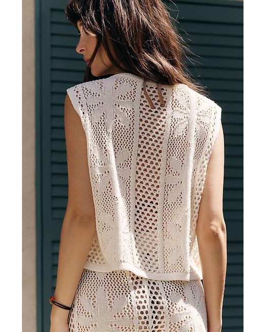 Celandine White Bloom Crochet Button-Front Top