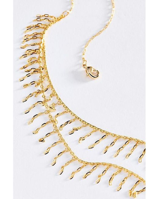 By Anthropologie Metallic Chain Fringe Necklace