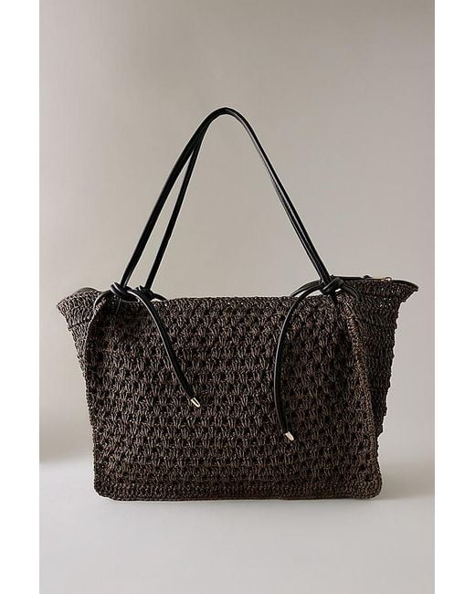 Dolce Vita Black Ravello Raffia Shoulder Bag