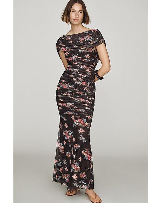 AFRM Multicolor Celine Ruched Mesh Maxi Dress