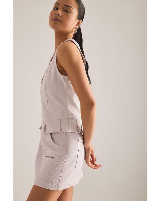 seventy + mochi Pink Naya Zip-Pocket Denim Mini Skirt