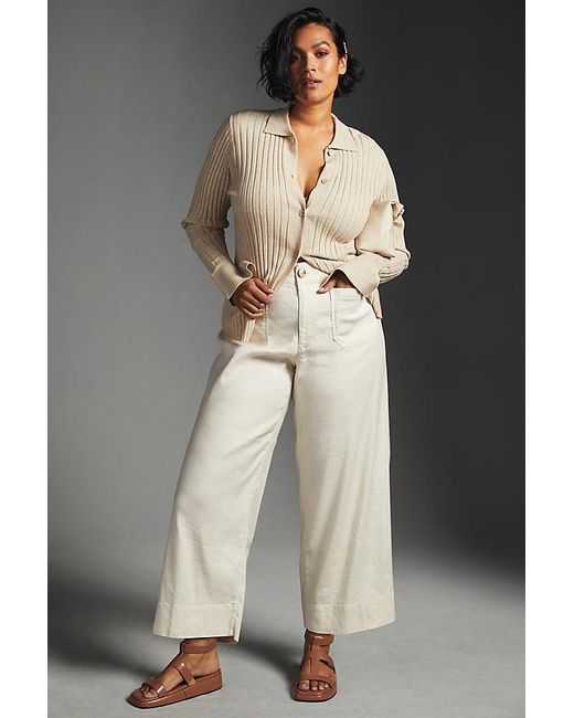 Maeve Gray The Colette Cropped Wide-Leg Trousers By Linen Edition