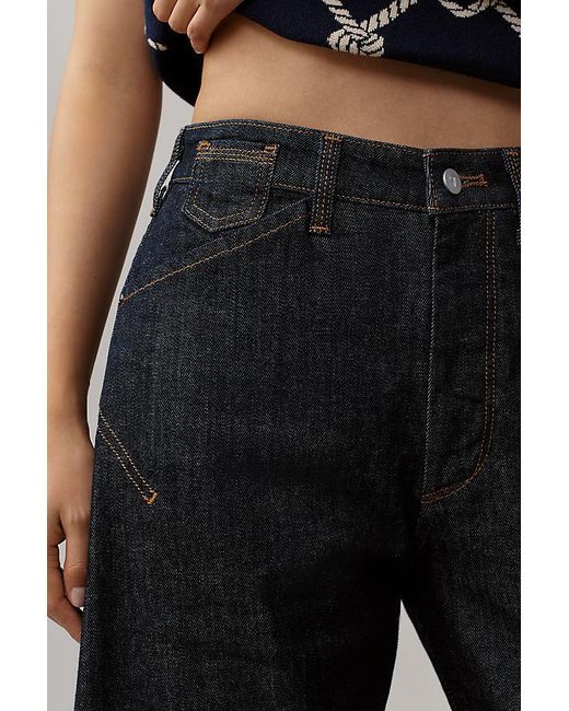 Pilcro Blue The Kayden High-Rise Carpenter Barrel Trousers By