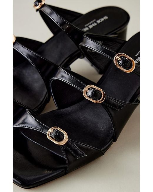 Shoe The Bear Black Strappy Open-toe Leather Mules