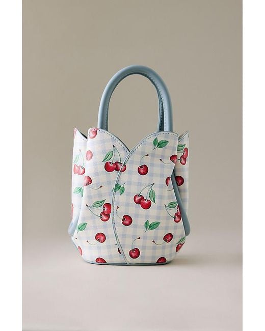 Melie Bianco Gray Tulip Top-Handle Crossbody Mini Tote Bag