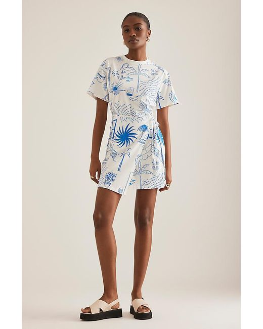 Never Fully Dressed Blue Palma Isla Mini Wrap Dress