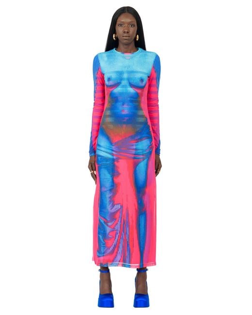 Y. Project Jean Paul Gaultier Body Morph Mesh Cover Dress in Red Lyst