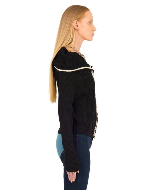 Y. Project Classic Ruffle Necklace Cardigan in Black | Lyst