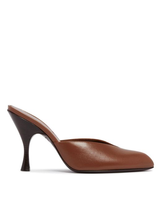 Herbert Levine Brown Sitting Pretty Leather Mules