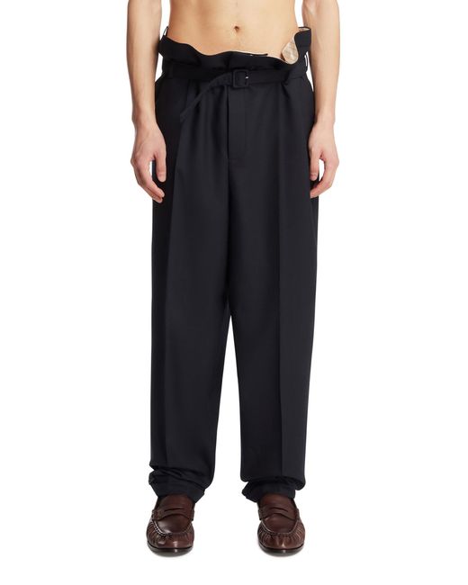 Saint Laurent Black Wool Paperbag Pants for men