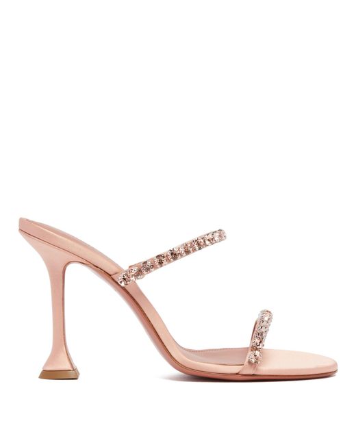 AMINA MUADDI Pink Gigi Sandals With Crystals